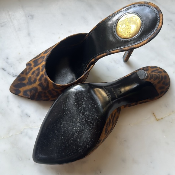 SAINT LAURENT LEOPARD PRINT GOLDIE MULES / HEELS - Picture 7 of 7